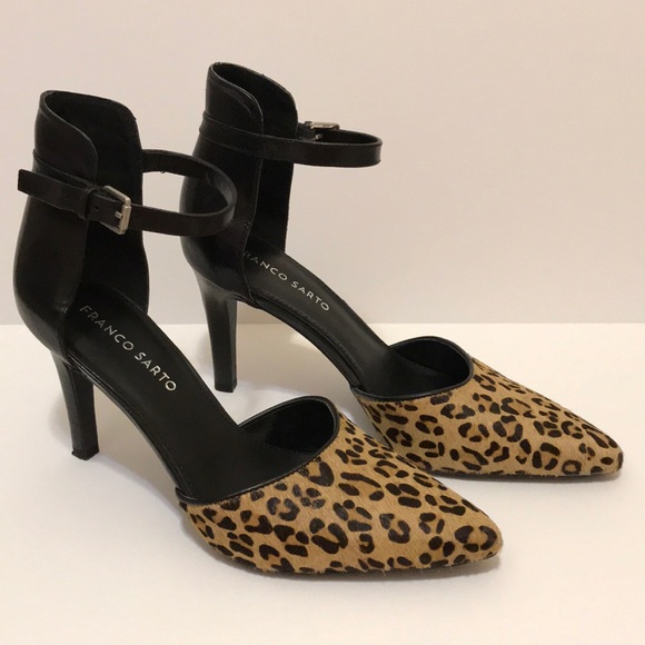 Cheetah Ankle Strap Pointed Heel 